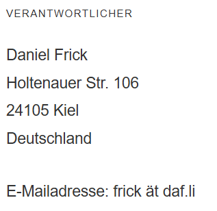 Adresse und E-Mail Adresse